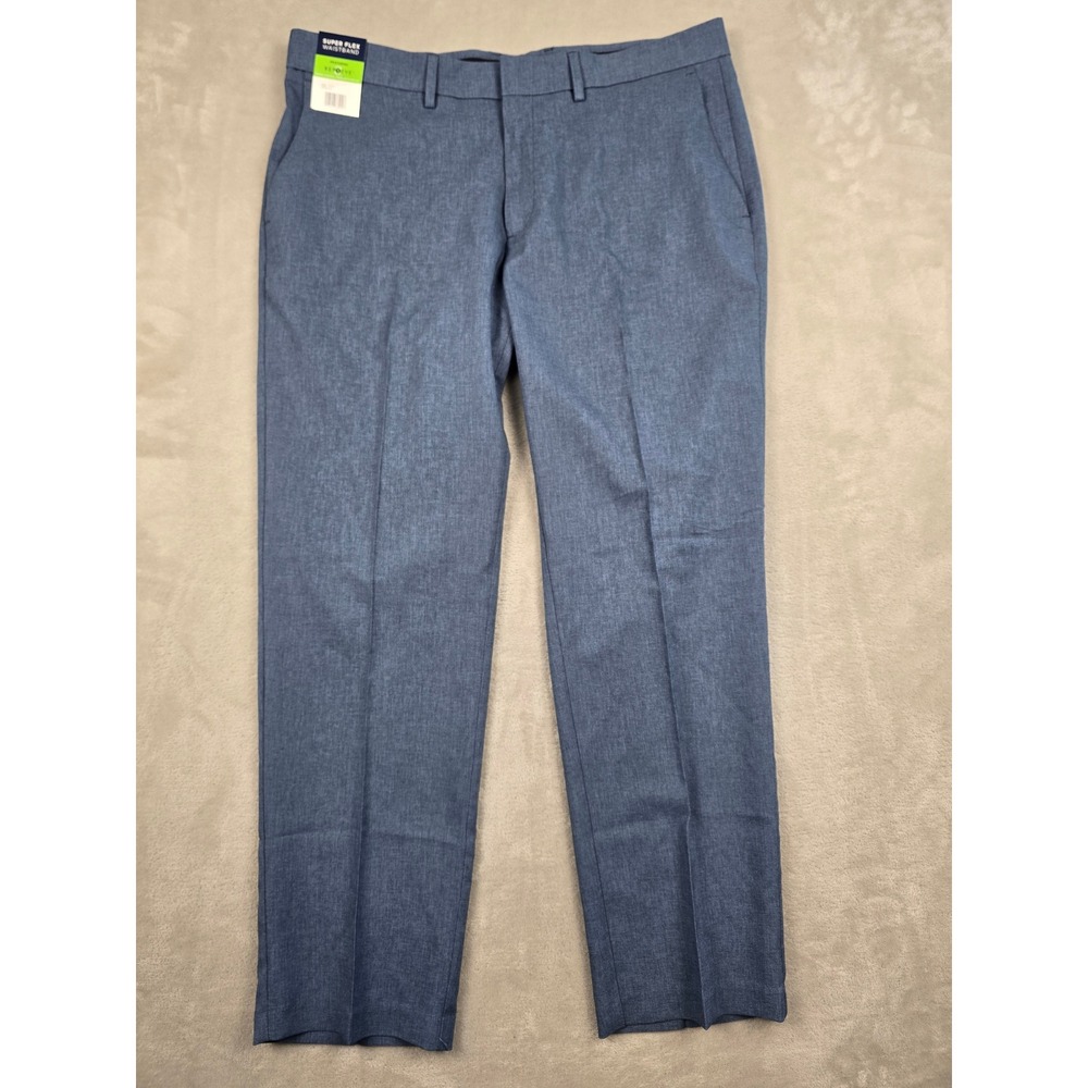Kenneth Cole Dress Pants Men 36x29 Blue Slim Fit TechniCole Super Flex Waistband